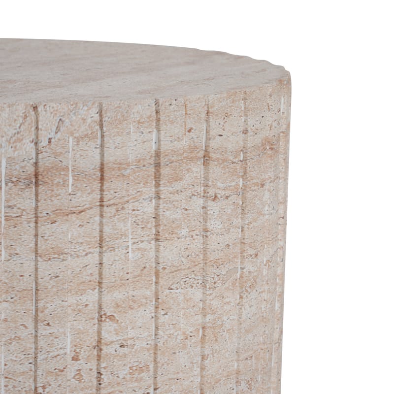 Roomfitters Outdoor Indoor Lightweight Side Table, Modern Cylinder Accent End Table with Vertical Fluted Design