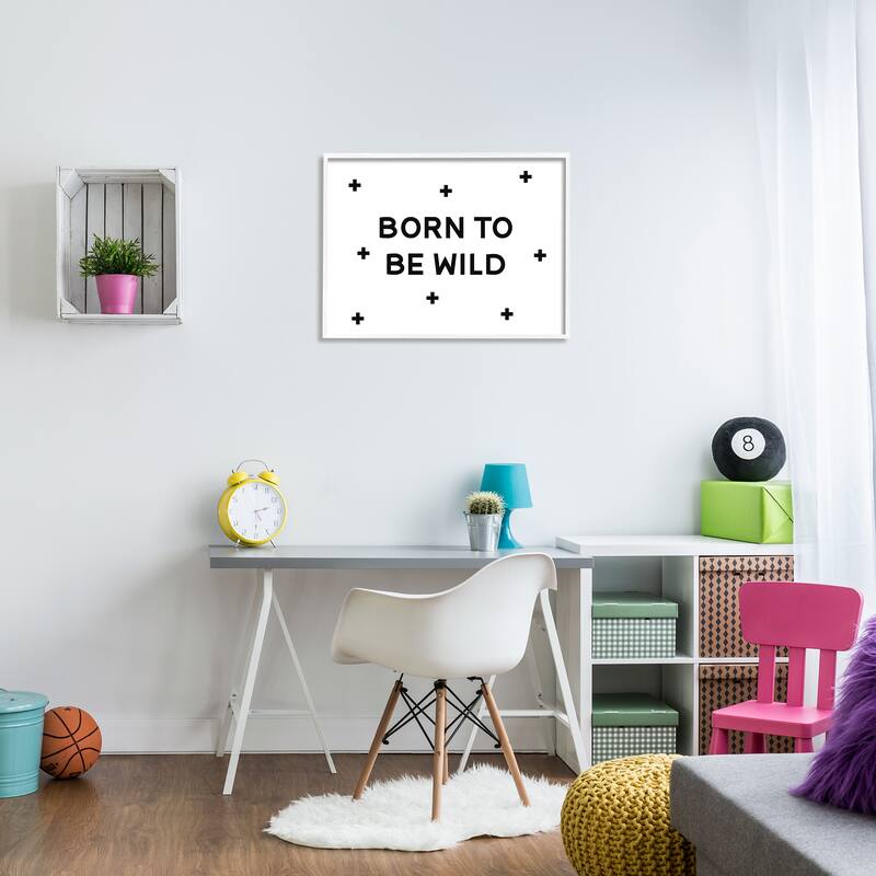 Stupell Born to Be Wild Adventure Phrase Minimal Pattern Framed Wall Art - Black