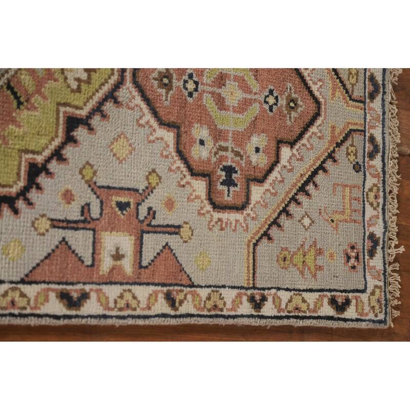 Geometric Beige Kazak Indian Runner Rug Handmade Wool Carpet - 2'5"x 7'8"