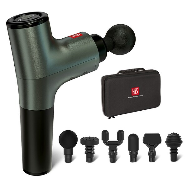Hi5 Nova Vibration Personal Deep Tissue Percussion Ultra Quiet Massage Gun with 6 Head Attachment and Nylon Carrying Case. Opens flyout.