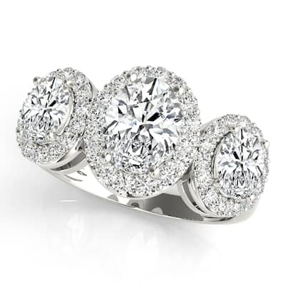 Auriya 14k White Gold Lab Grown Oval Diamond Halo Engagement Ring 0.50 to 5.00 ct. tw. (F-G VS)