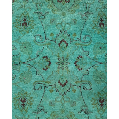 Fine Vibrance, One-of-a-Kind Hand-Knotted Area Rug - Green, 9' 1" x 11' 10" - 9' 1" x 11' 10"