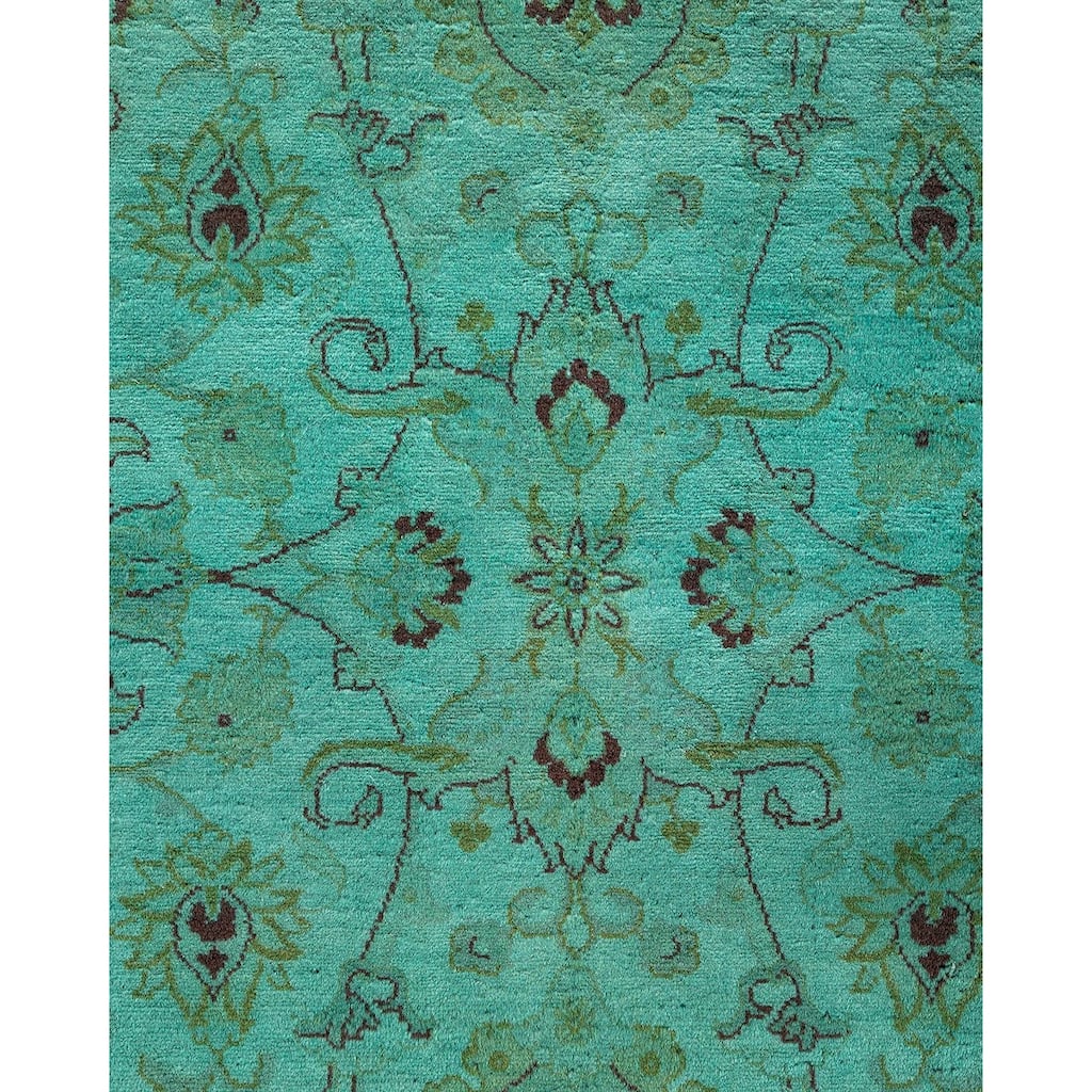Fine Vibrance, One-of-a-Kind Hand-Knotted Area Rug - Green, 9' 1" x 11' 10" - 9' 1" x 11' 10"