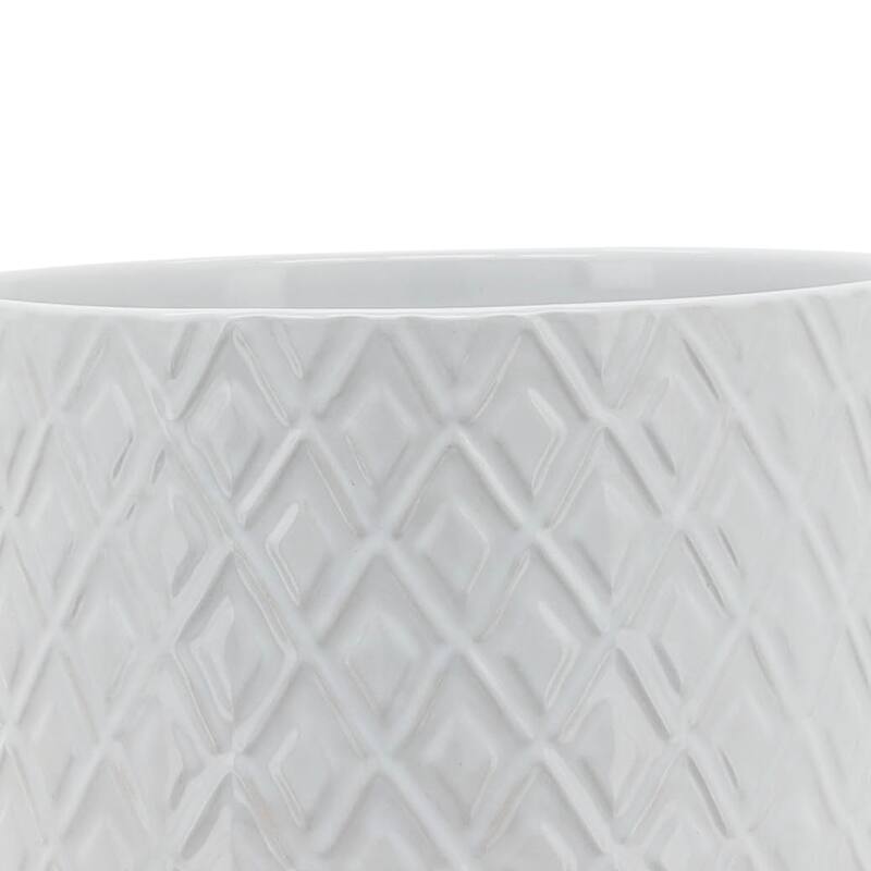 Sagebrook Home White Neutral Ceramic Planter Pot with Wood Stand