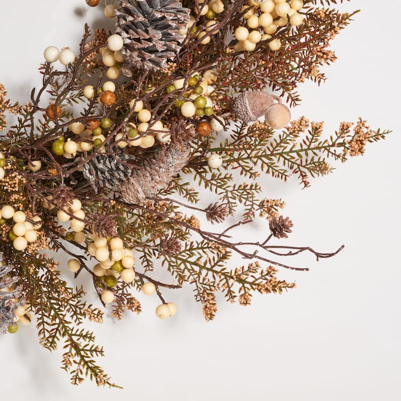 SAFAVIEH Marith Faux 31 Inch Berry & Pine Cone Wreath with Bow - Multi - 31" W x 31" D x 8" H - 31Wx31Dx8H