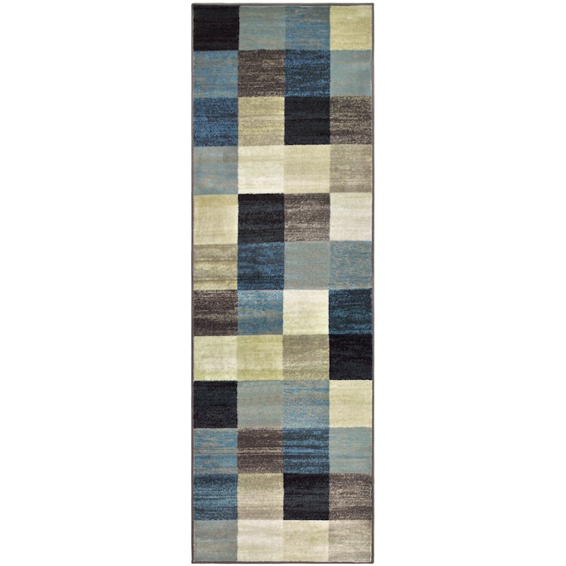 Contemporary Block Tile Indoor Area Rug or Runner by Superior