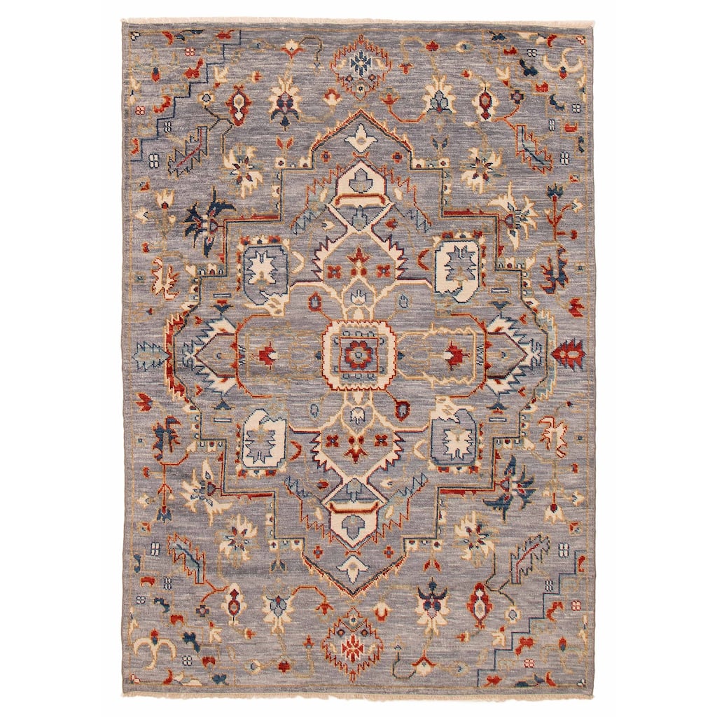 ECARPETGALLERY Hand-knotted Modern Oushak Grey Wool Rug - 6' 1" x 8' 11"
