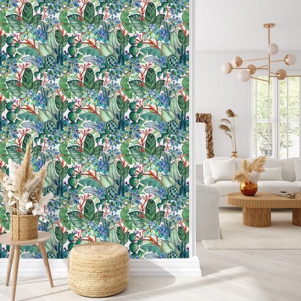 Succulents and Cactus Wallpaper Peel and Stick and Prepasted Bed Bath