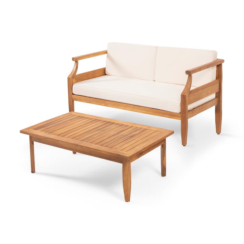 Aston Acacia Wood Outdoor Loveseat Set by Christopher Knight Home
