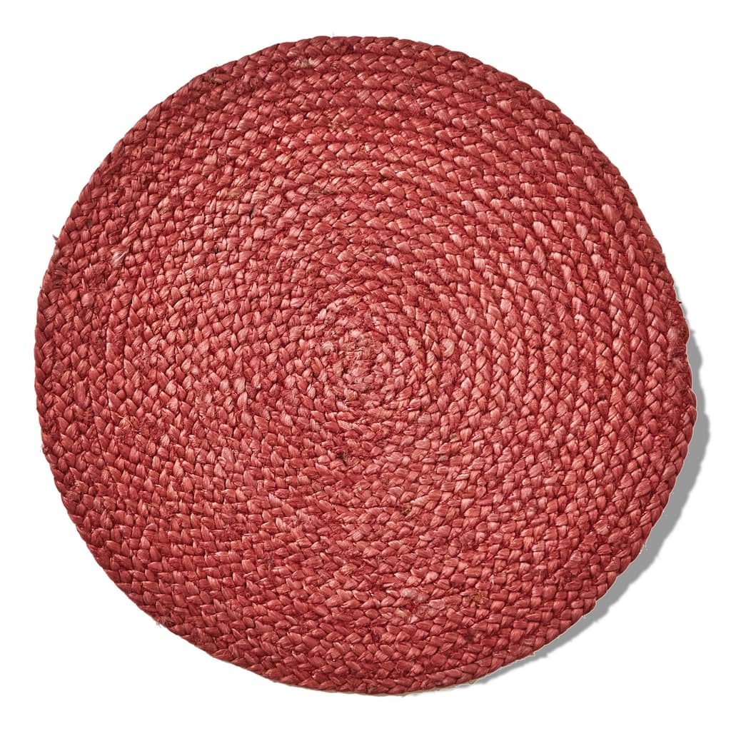 Hemp Braided Single Placemat Burnt Sienna 15" X 15" Square Quilted Reversible Washable Placemat