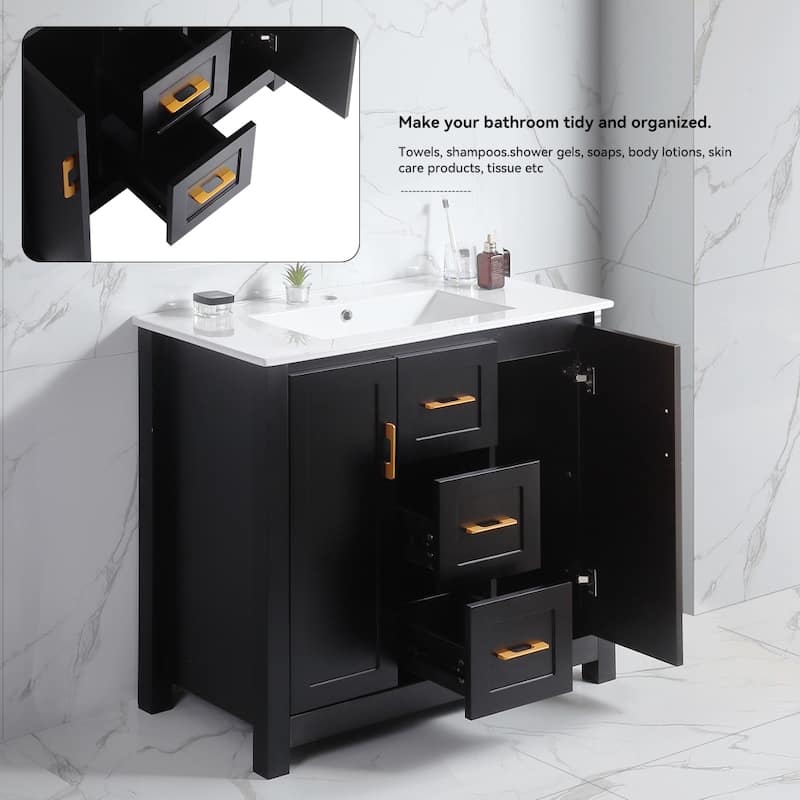 36" Bathroom Vanity with Single Sink, Combo Cabinet Undermount Sink, Bathroom Storage Cabinet with 2 Doors and 2 Drawer