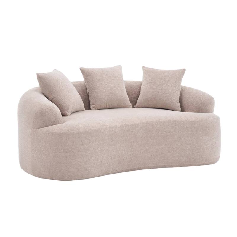 30D Chenille No-Assembly Compact Curved Loveseat Full Compression Sponge Sofa