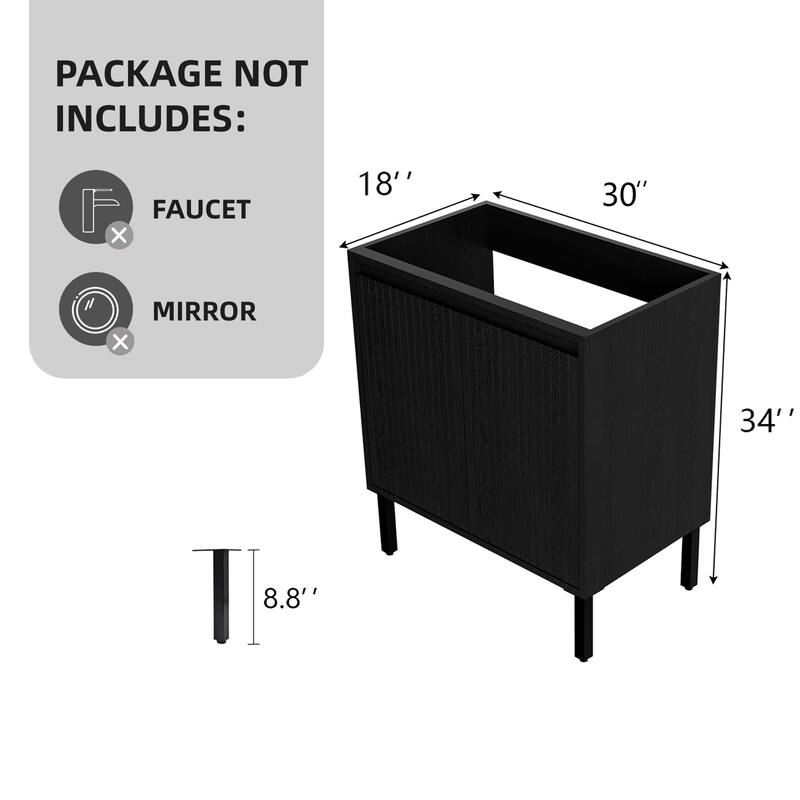 GDFStudio - Niall Modern Mid-Century Freestanding Bathroom Vanity with Soft Close Doors & Large Storage Spaces, WITHOUT Sink