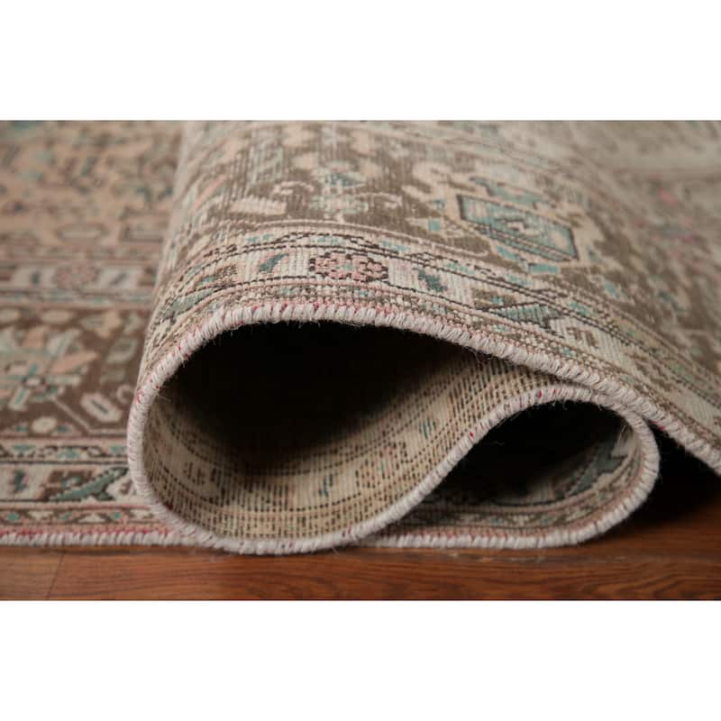 Handmade Distressed Tabriz Persian Rug Antique Living Room Wool Carpet - 6'5" x 9'7"