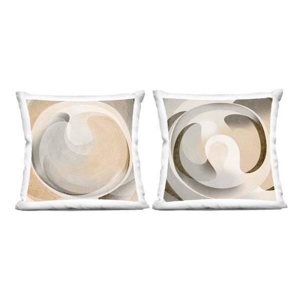 slide 2 of 5, Stupell Neutral Circular Vortex Decorative Printed Throw Pillow Design by Noah Bay (Set of 2) Polyester - Indoor/Outdoor - 18 x 18 - Set of 2 - Beige