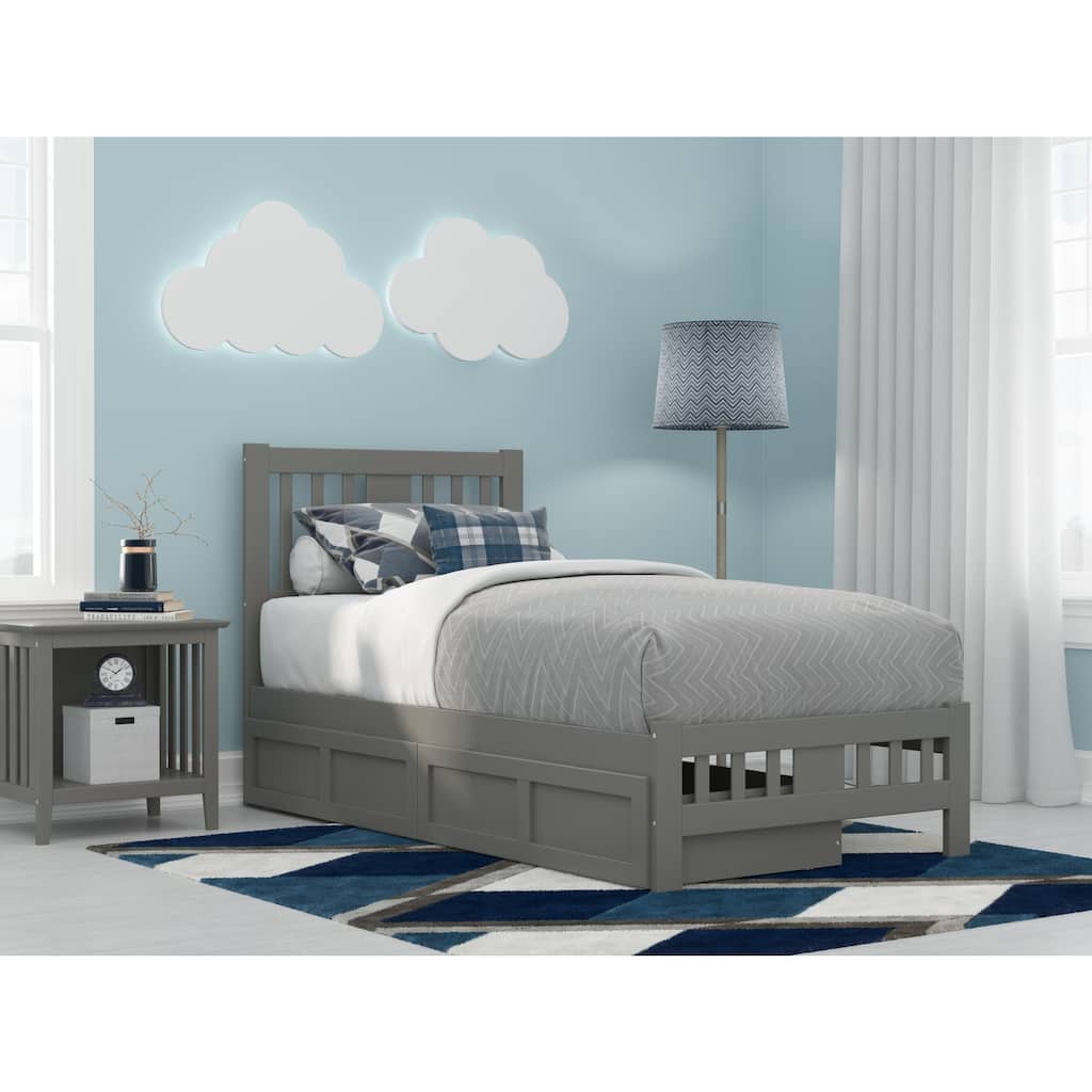 Twin Bed with Footboard & Drawers - Classic Comfort Grey Bedroom Furniture