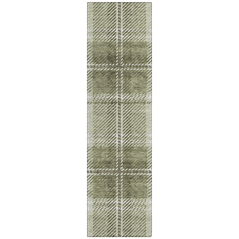 Machine Washable Indoor/ Outdoor Chantille Plaid Cozy Rug