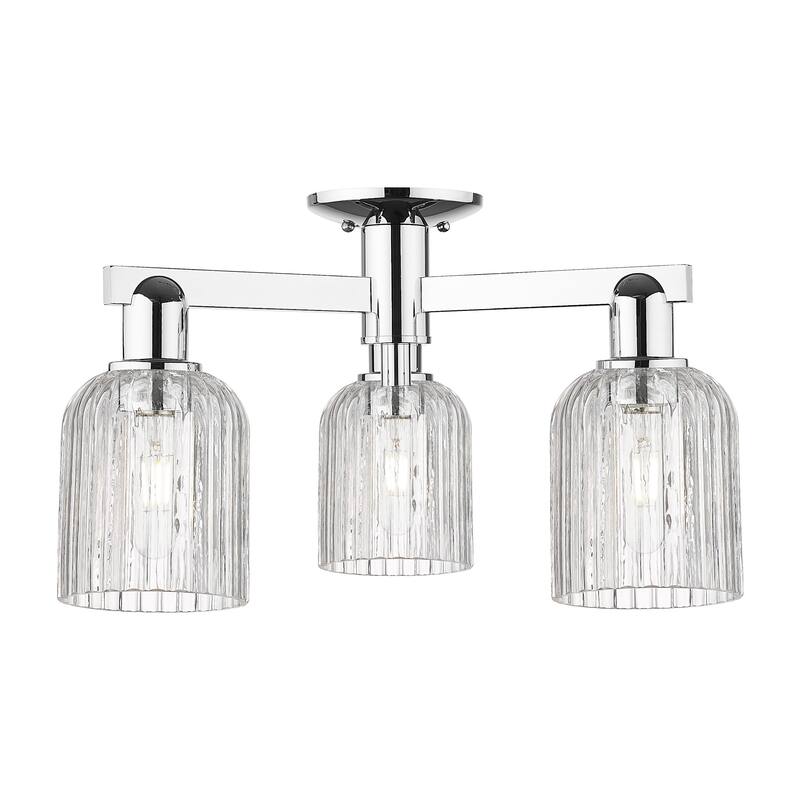 Innovations Lighting 716-3F-11-23 Bridal Veil Semi-Flush Bridal Veil 3 - Polished Chrome / Clear