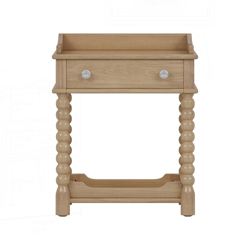 Charming Retro Nightstand with Drawer and Shelf for Bedroom Enhancement