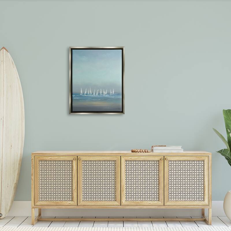 Stupell The Regatta Abstract Seascape Floater Frame - Blue