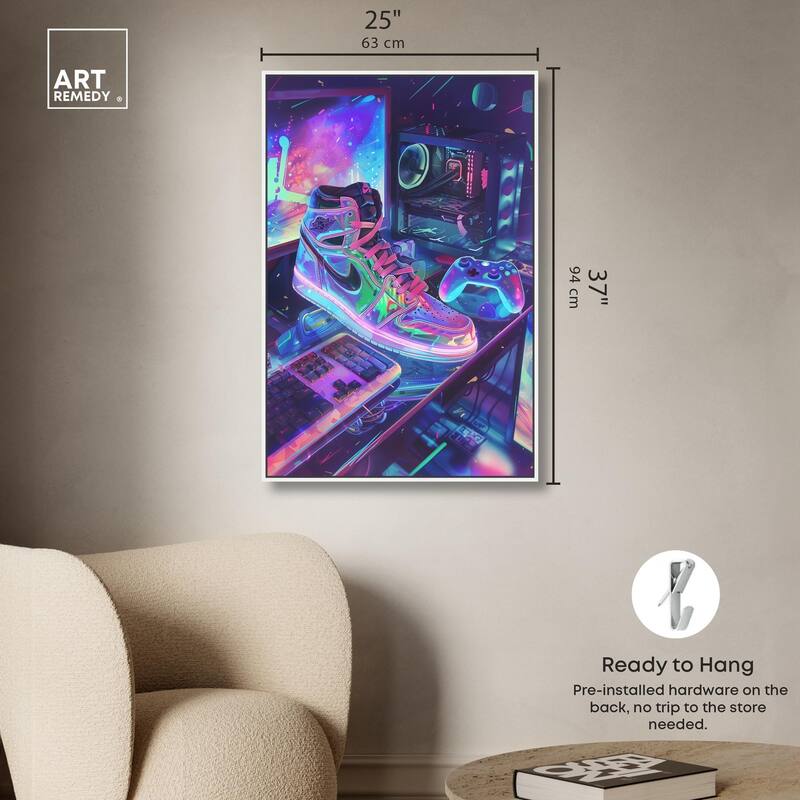 Neon Gaming Set Up Canvas by Art Remedy