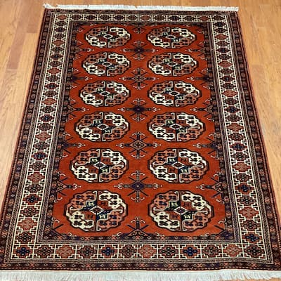 HERAT ORIENTAL Handmade Turkoman Wool Rug - 4'10" x 6'