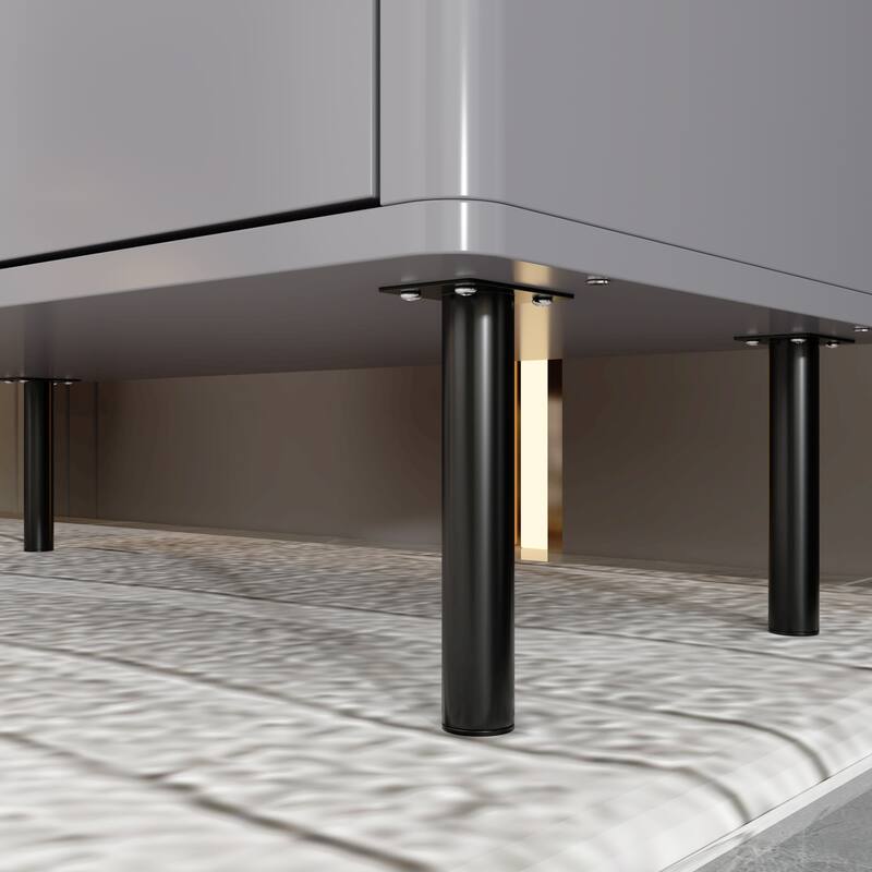 Modern End Table with Adjustable Metal Legs - Compact Storage Unit