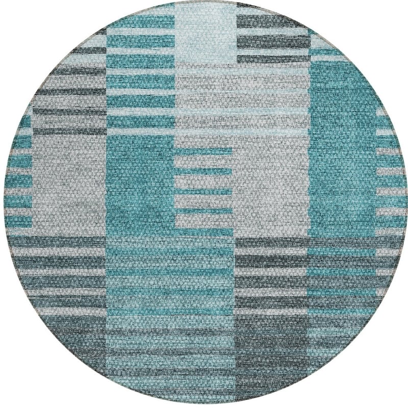 HomeRoots Striped Transitional Rectangle Outdoor Rug