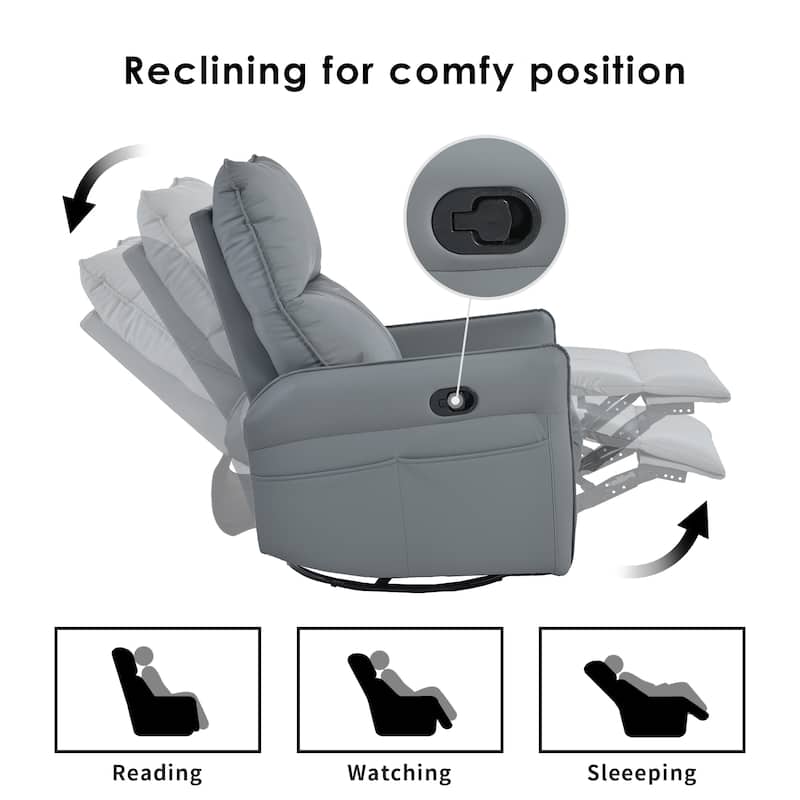 Rocking Recliner Chair,360 Degree Swivel Nursery Rocking Chair,Glider Chair,Modern Small Rocking Swivel Recliner Chair