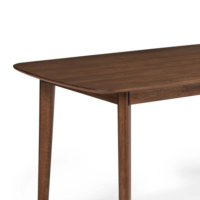 Goko Dining Table, 59 Inch Brown Wood Top, Round Tapered Legs