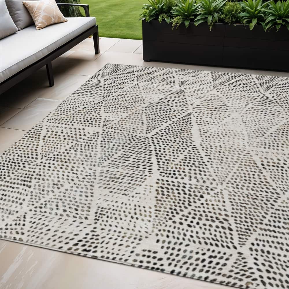 HomeRoots Geometric Transitional Rectangle Outdoor Rug
