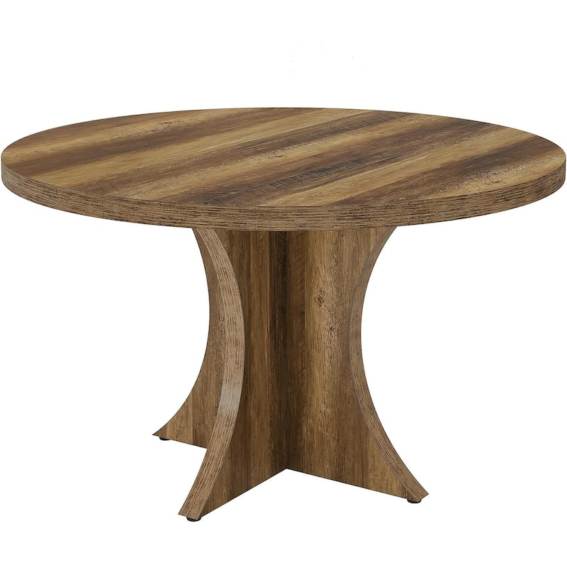 47” Round Particle Board Kitchen Dining Table Perfect to 4-6 People for Meals or Games - 47.24”L x 47.24”W x 29.92”H - Rustic Brown