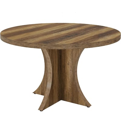 47” Round Particle Board Kitchen Dining Table Perfect to 4-6 People for Meals or Games - 47.24”L x 47.24”W x 29.92”H