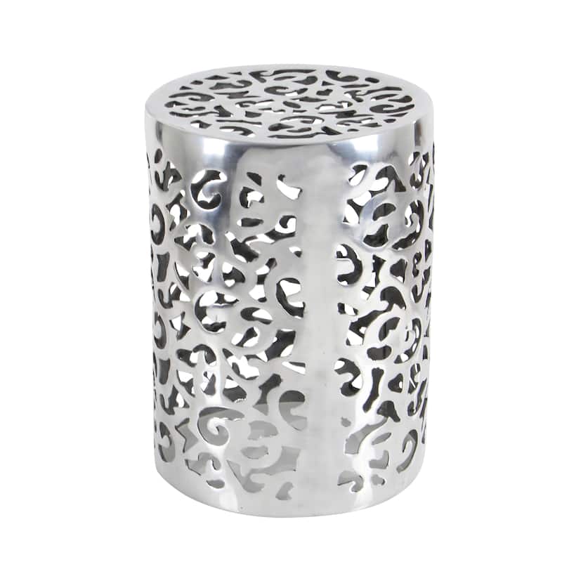 Aluminum Metal Scroll Accent Table - Silver - Roche River Decor - 13"W x 13"L x 18"H
