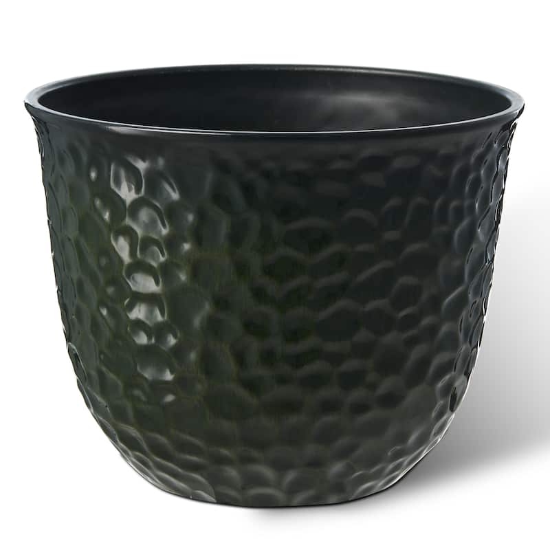 Glitzhome Honeycomb Textured Blue Green Faux Ceramic Pot Plastic Planter(Set of 2 / Set of 3)