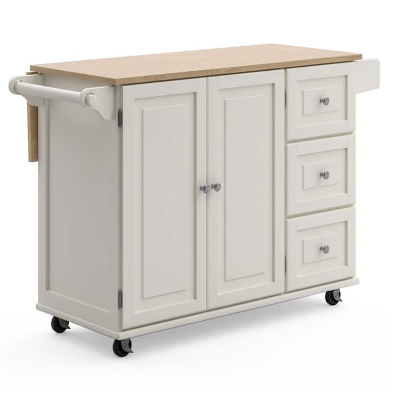 Homestyles Mobile Kitchen Island Cart with Wood Top and Dropleaf Breakfast Bar