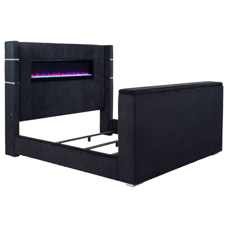 Tisdall Flame Visualizer Wingback TV Bed Black