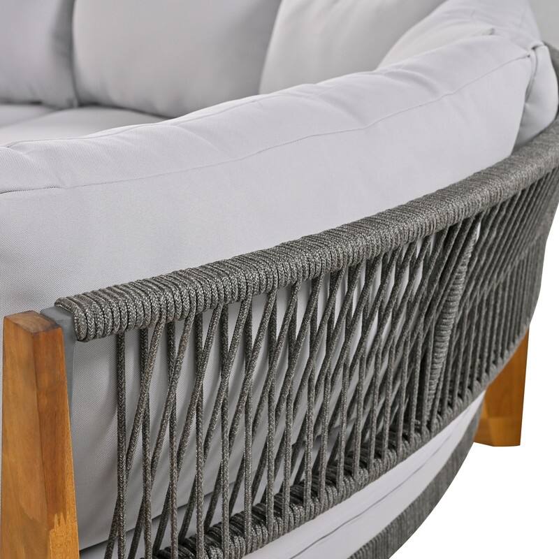 Patio 3-Piece Conversation Set, 6-Person Outdoor Seating Group with Cushions and a Coffee Table, Half Moon Patio Furniture Sets