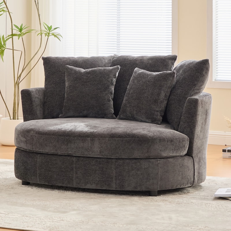 55.1" W Accent Barrel Chair,Modern Oversized Sofa Chair with 5 Pillows