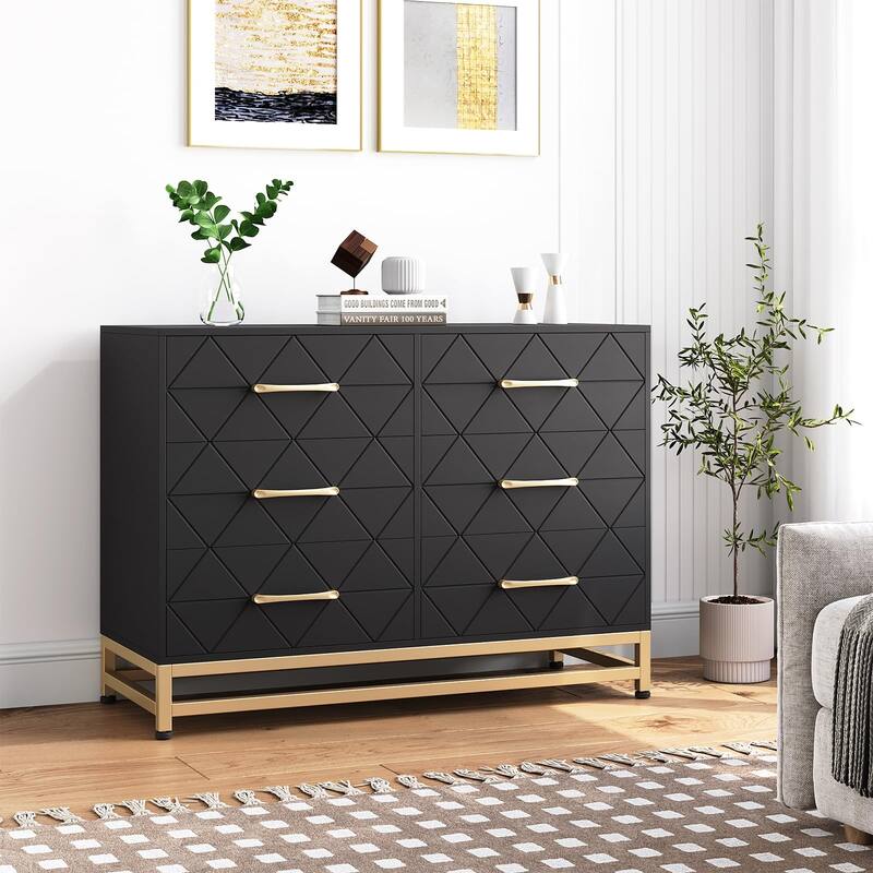 6/8 Drawer Dresser for Bedroom, Large Modern Storage Chest for Closet - 6-drawer - Black