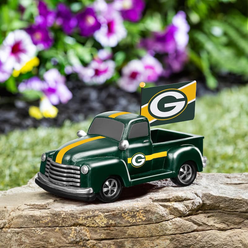 NFL Rally Truck Garden Statue with Team Flag - Green Bay Packers