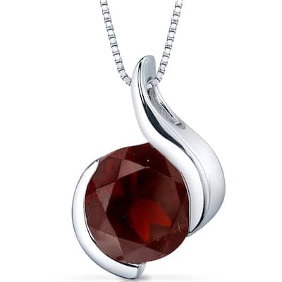 2.5 ct Garnet Pendant in Sterling Silver