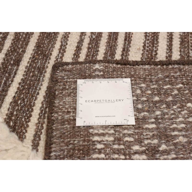 ECARPETGALLERY Hand-knotted Tangier Dark Brown Wool Rug - 7'11 x 9'10