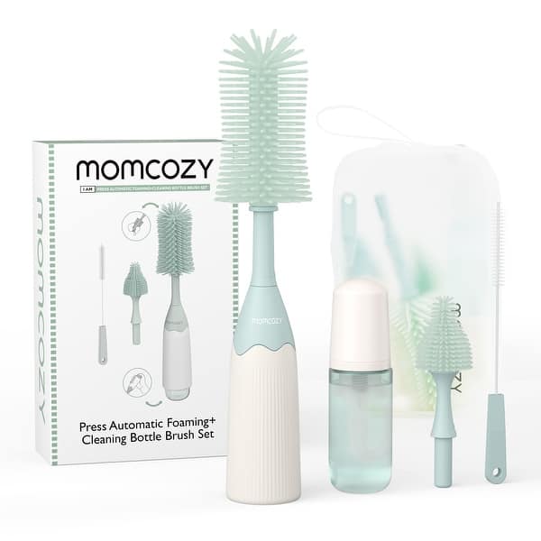 slide 2 of 8, Innovative Push-Press Design Bottle Brush Kit - Green - No Size