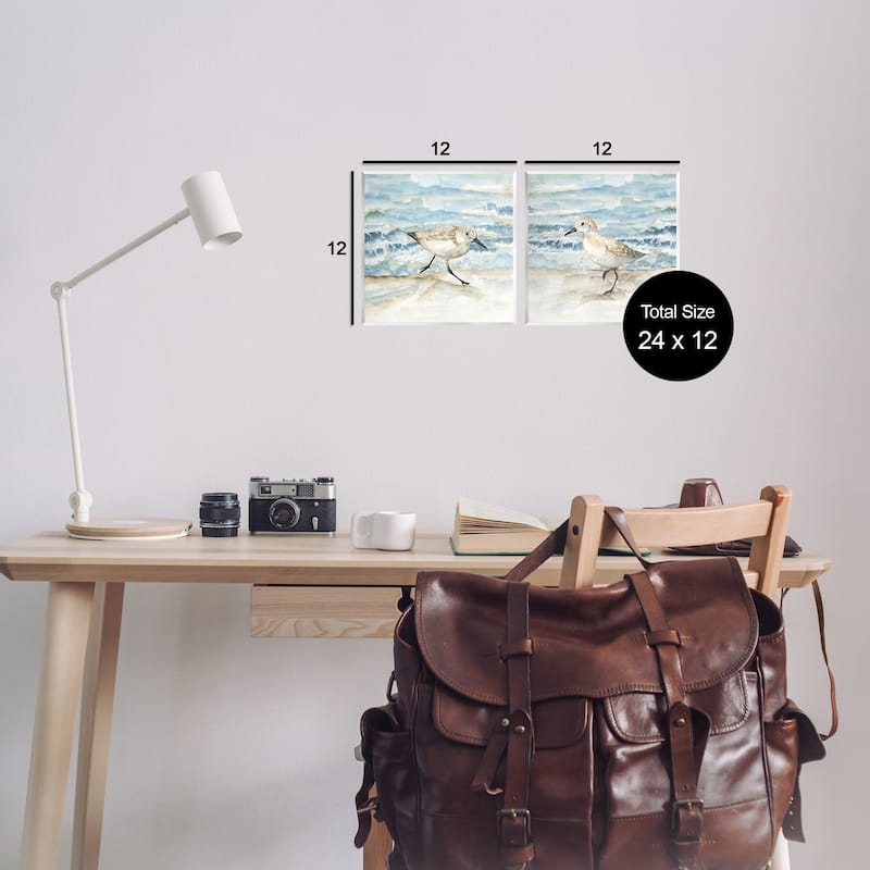 Stupell Sandpipers Treading Beach Shore Wall Plaque Art Design By Nan (Set of 2)