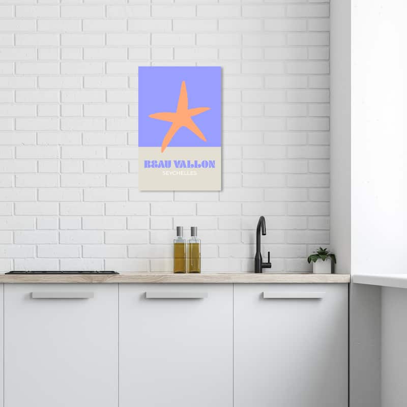 Wynwood Studio Canvas Typography and Quotes Travel to Beau Vallon Orange Modern & Contemporary Wall Art Canvas Print - 24 x 16