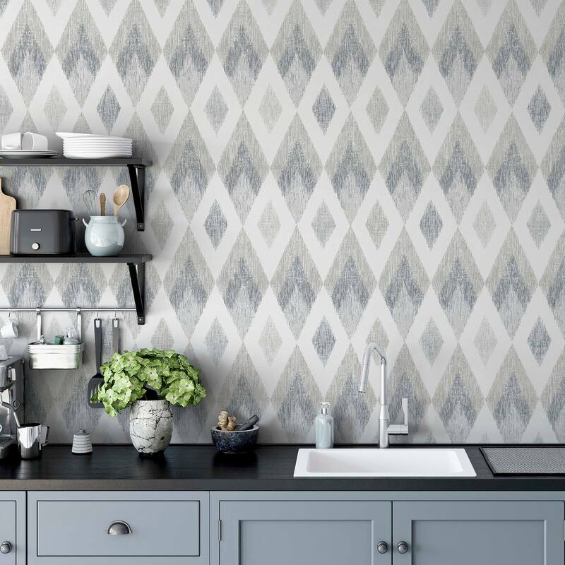 Arthouse Fitzgerald Grey Ikat Diamond Wallpaper