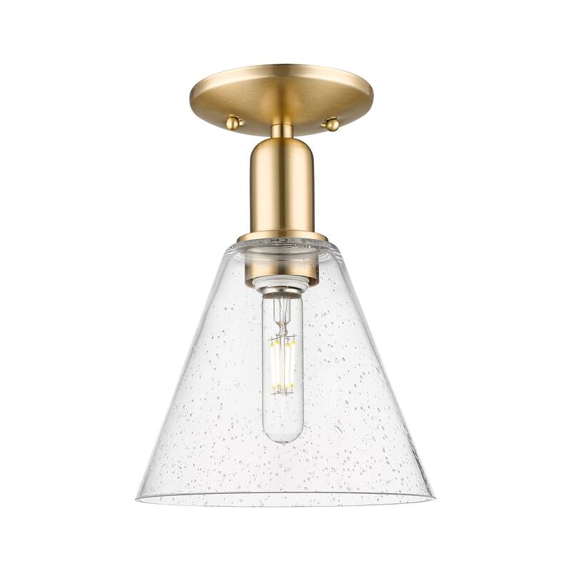 Innovations Lighting 716-1C-12-8 Berkshire Glass Semi-Flush Berkshire - Champagne Bronze / Seedy