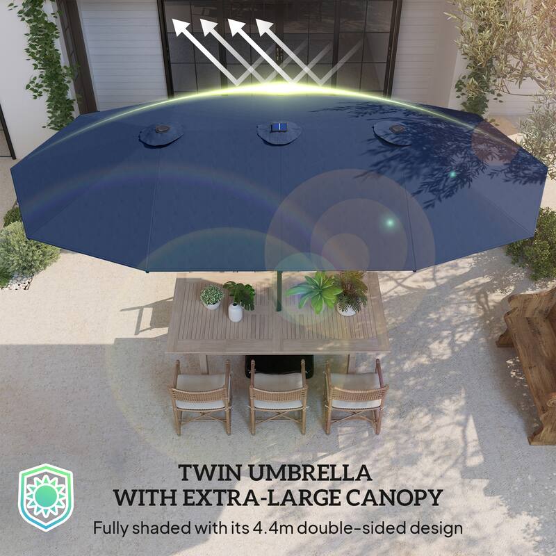 Double-Sided Large Patio Umbrella with Crank Handle Outdoor Canopy for Backyard Garden or Patio