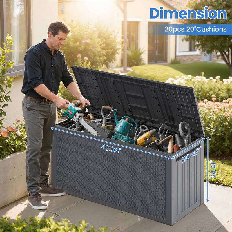 90 Gal Fall-Inspired Corn Maze Look Resin Deck Box Outdoor Storage Box